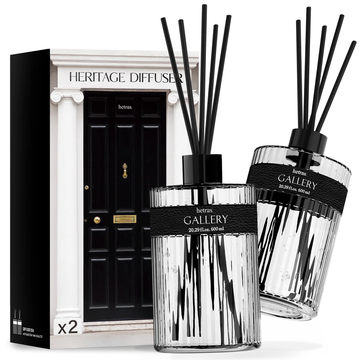 hetras. Heritage Perfume Diffuser | 600ml × 2 Twin Pack