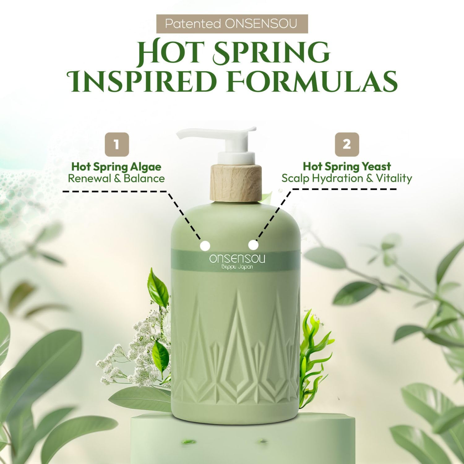 ONSENSOU Moisturizing Body Wash – Hot Spring Yeast, Green Algae & Kaolin