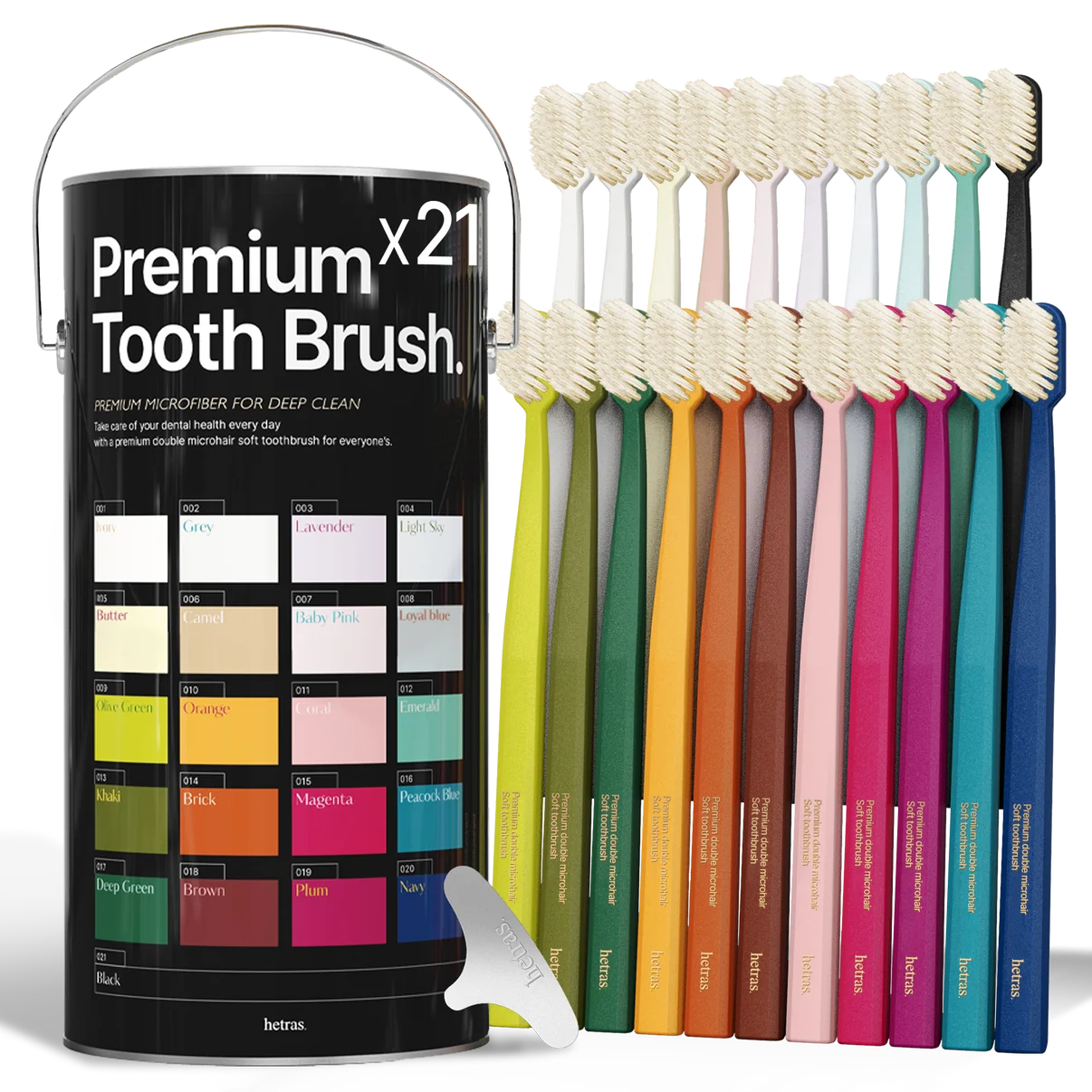 hetras. Premium Microfiber Toothbrush Set | 21 Pack