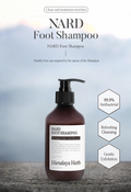 NARD Foot Shampoo bottle with Himalaya Herb branding on a blurred mountain background